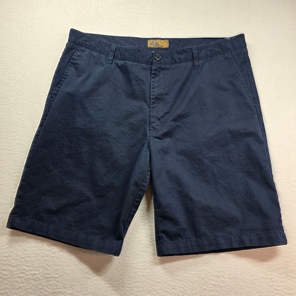 Pronto Uomo Chino Shorts Mens 40 Navy Blue Flat Front 100%‎ Cotton Casual